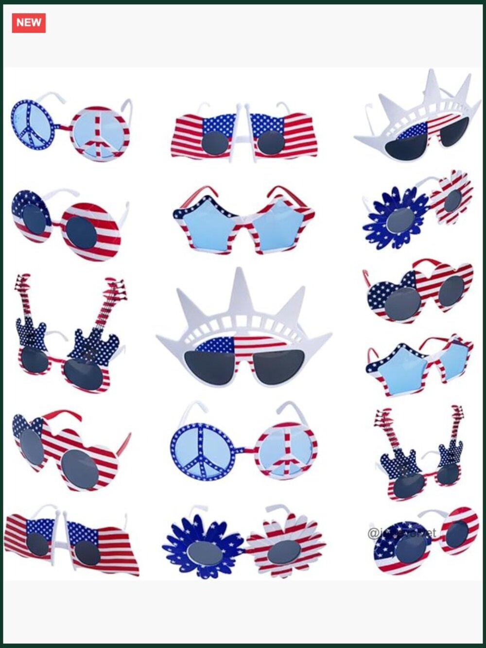 16 Patriotic Glasses for 4th of July Party Photo Booth Props